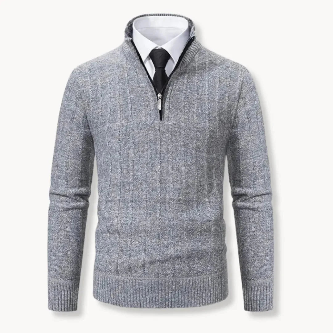 Men's Quarter-Zip Sweater Light Gray