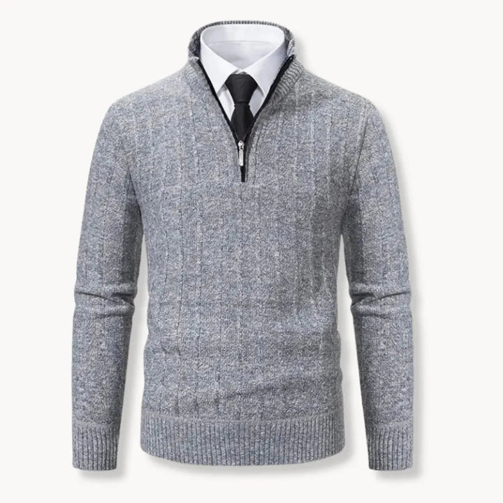 Men's Quarter-Zip Sweater Light Gray