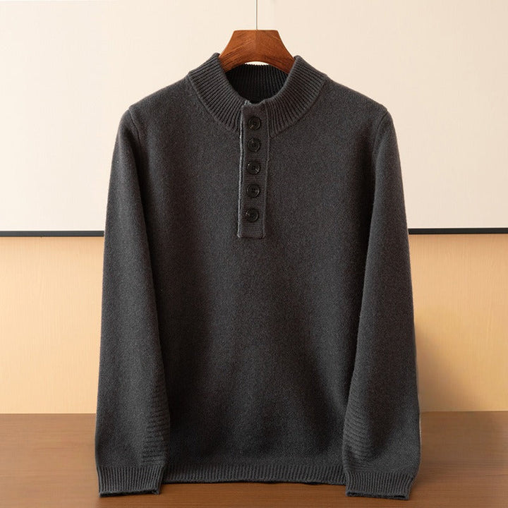 Men's Regular Fit Henley Sweater - Comfortable Casual Wear Gray