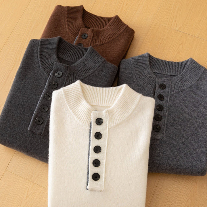 Men's Regular Fit Henley Sweater - Comfortable Casual Wear