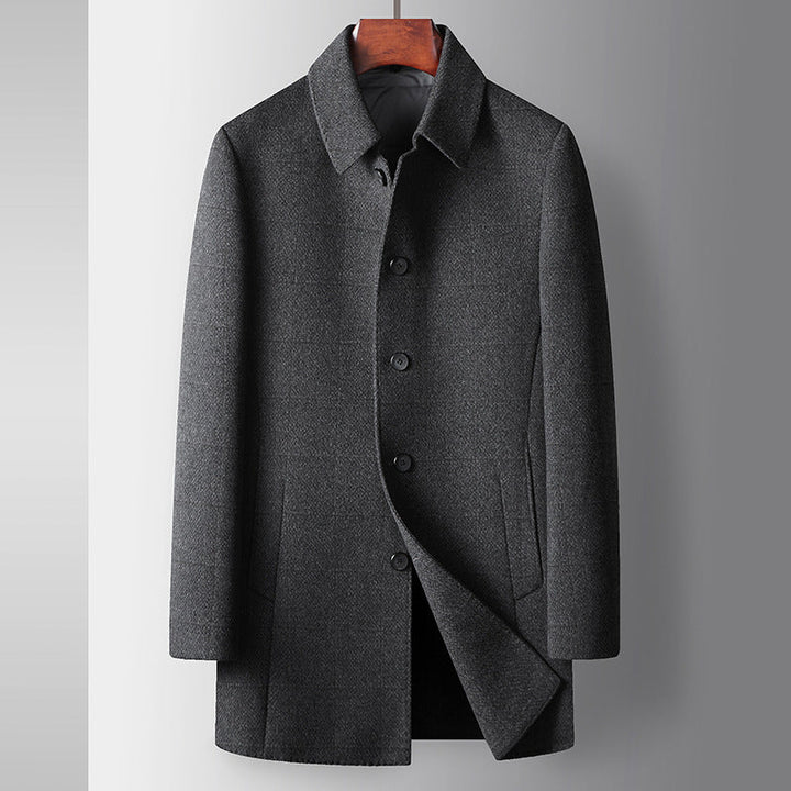 Men's Regular Fit Thigh-Length Overcoat – Classic and Comfortable Style-MODAUTLET
