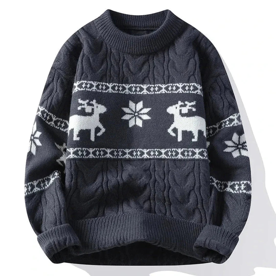 Men's Reindeer Holiday Sweater Gray