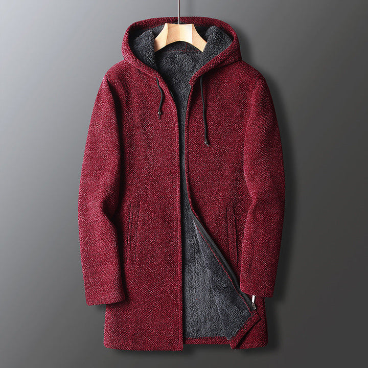 Men's Relaxed Fit Full-Length Hooded Coat – Cozy and Practical Warmth-MODAUTLET