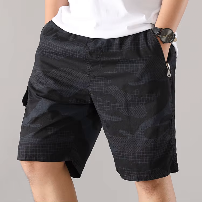 Men's Retro Camouflage Shorts Black Camo