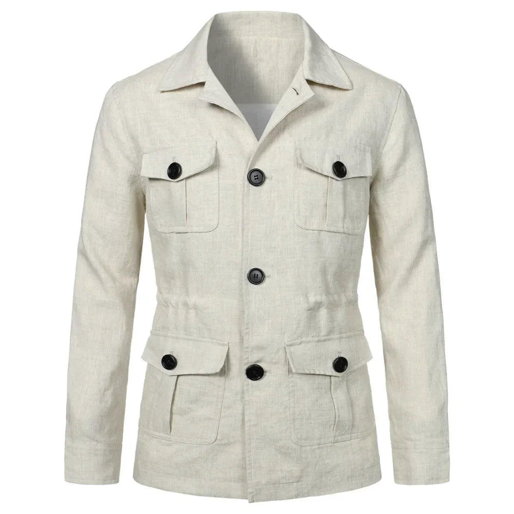 Men's Retro Linen Safari Jacket - British Style