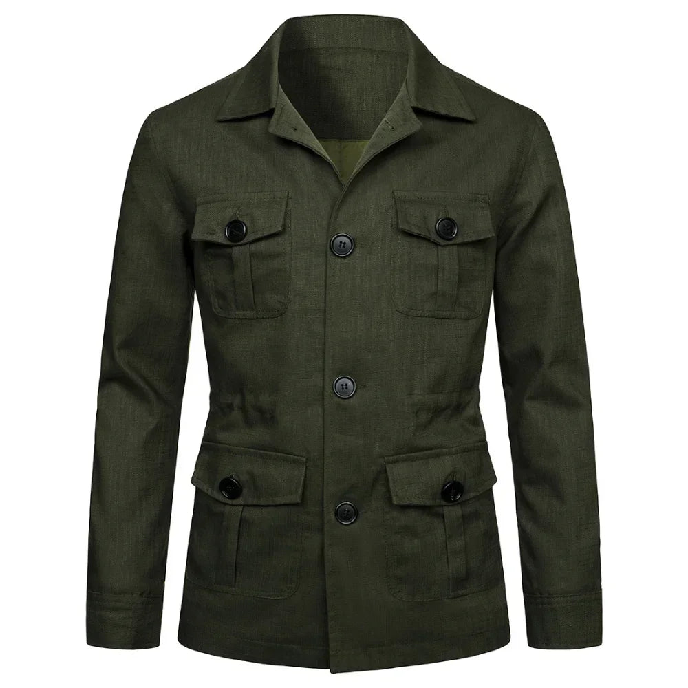 Men's Retro Linen Safari Jacket - British Style