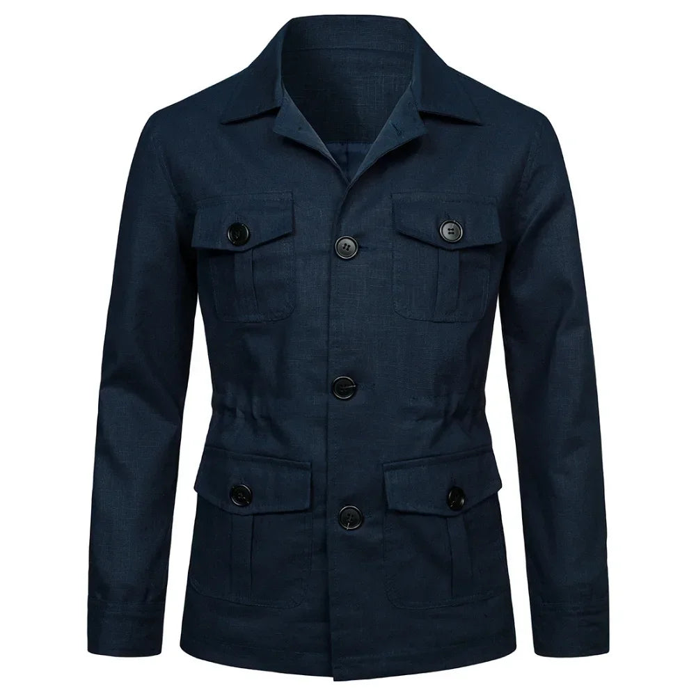 Men's Retro Linen Safari Jacket - British Style