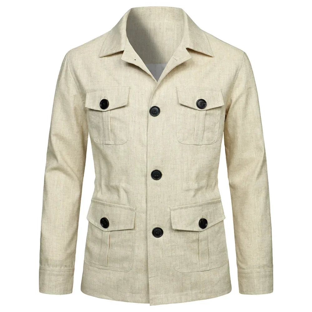Men's Retro Linen Safari Jacket - British Style