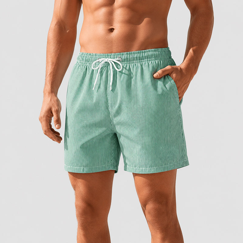 Men's Retro Striped Swim Trunks - Quick-Dry Beachwear-MODAUTLET