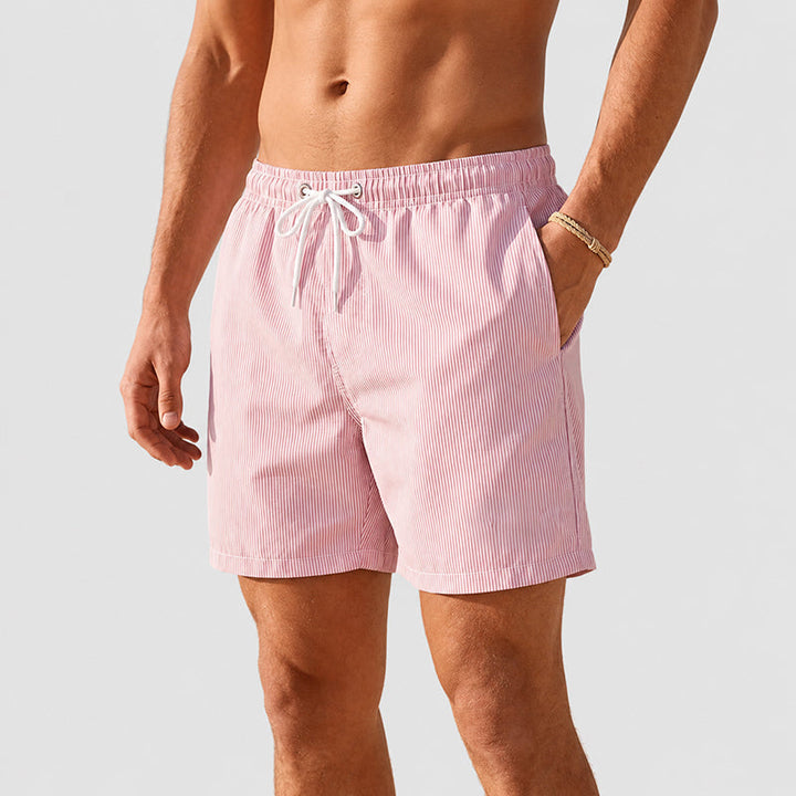 Men's Retro Striped Swim Trunks - Quick-Dry Beachwear-MODAUTLET