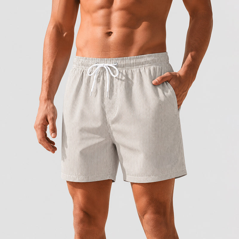 Men's Retro Striped Swim Trunks - Quick-Dry Beachwear-MODAUTLET
