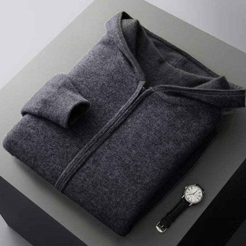 Men's Reversible Cashmere Hoodie - Napoli Style Heather Gray Charcoal Gray