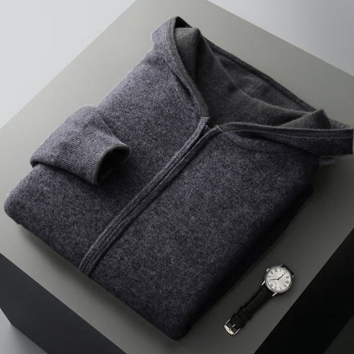 Men's Reversible Cashmere Hoodie - Napoli Style Heather Gray Charcoal Gray