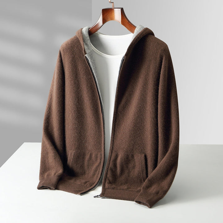 Men's Reversible Cashmere Hoodie - Napoli Style Brown Gray