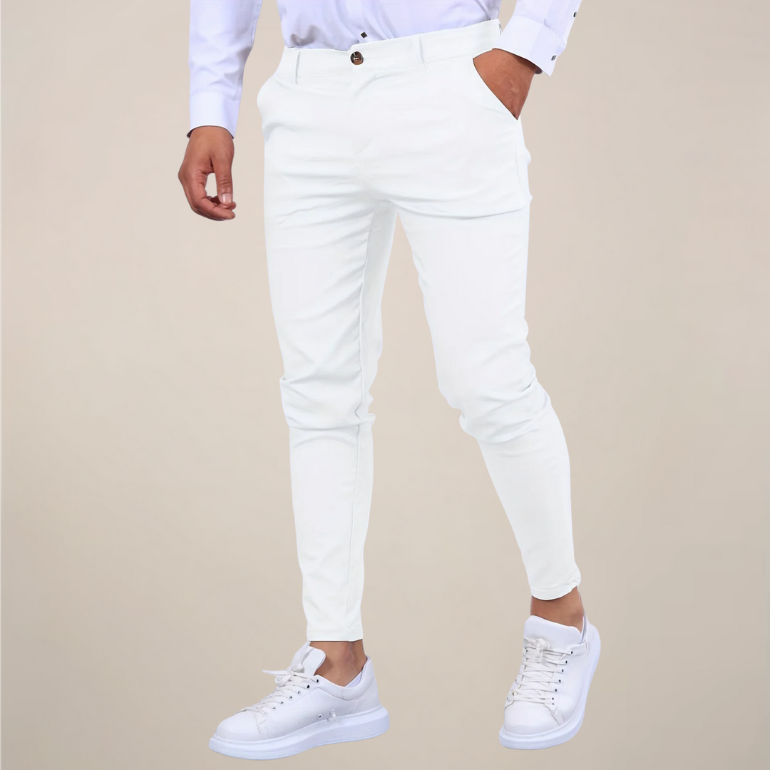 Pantalon chino homme coupe slim décontracté professionnel