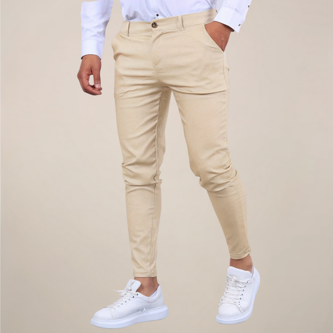 Pantalon chino homme coupe slim décontracté professionnel