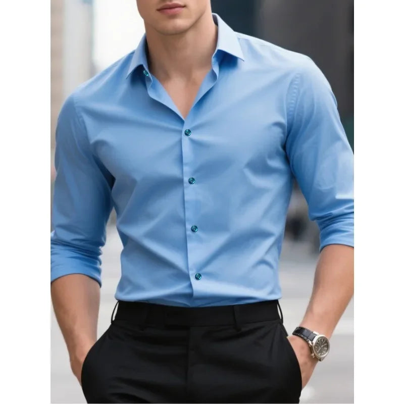Men's Long Sleeve Button-Down Collar Shirt