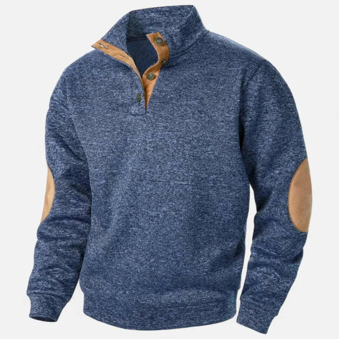 Men's Stand-Collar Knit Sweater - Stylish & Comfortable Sea Blue
