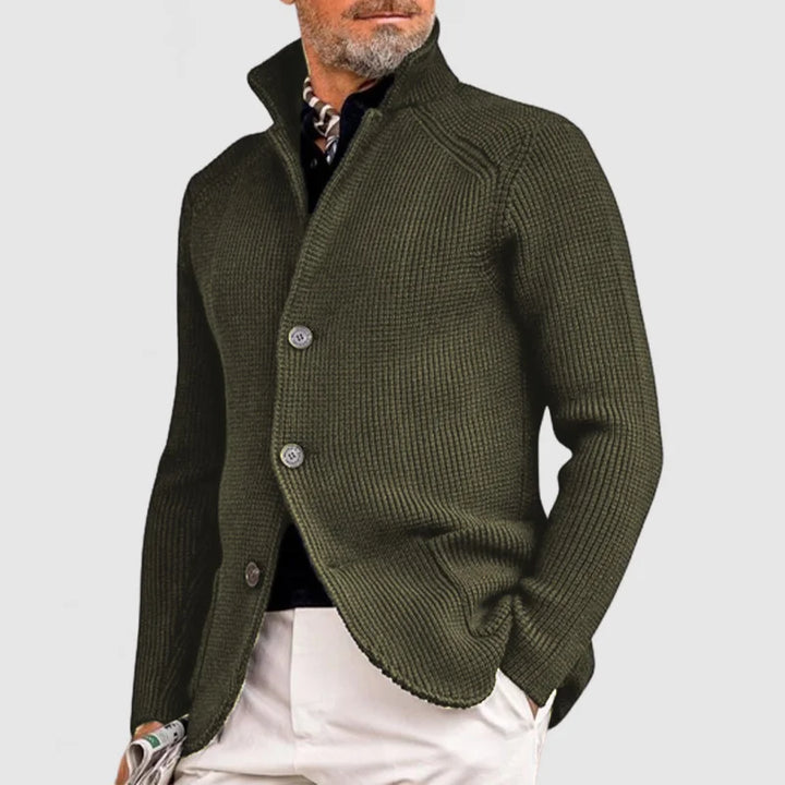Men's Stand Collar Knitted Sweater for Warmth and Style Army Green