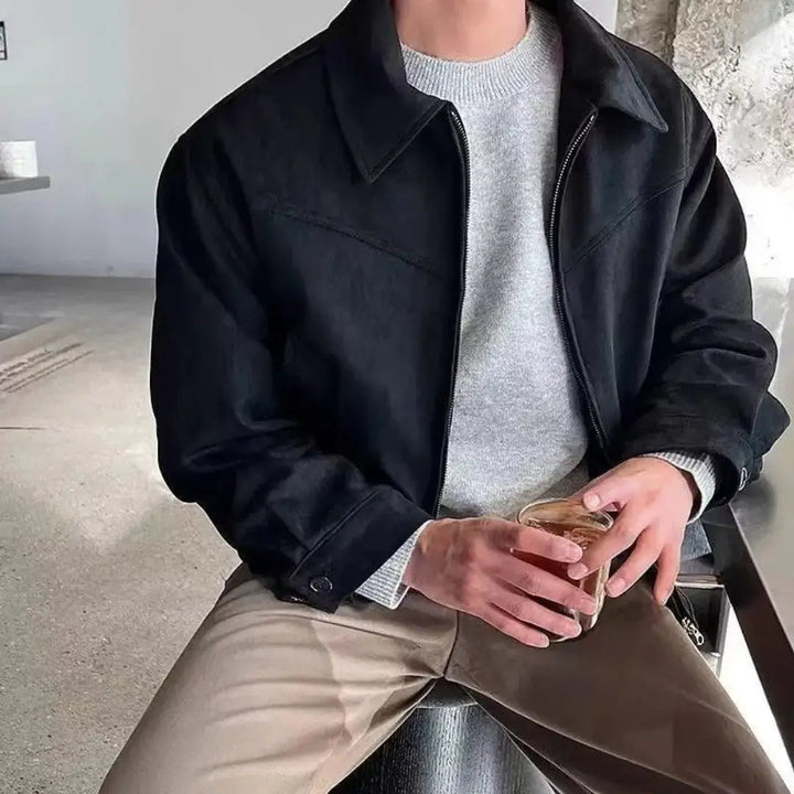 Men's Streetwear Jacket - Stylish Urban Outerwear Black