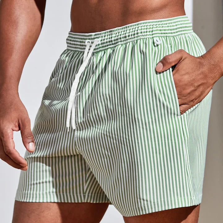 Men's Striped Swim Shorts - Quick-Dry Beach Trunks-MODAUTLET