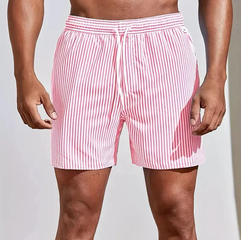 Men's Striped Swim Shorts - Quick-Dry Beach Trunks-MODAUTLET