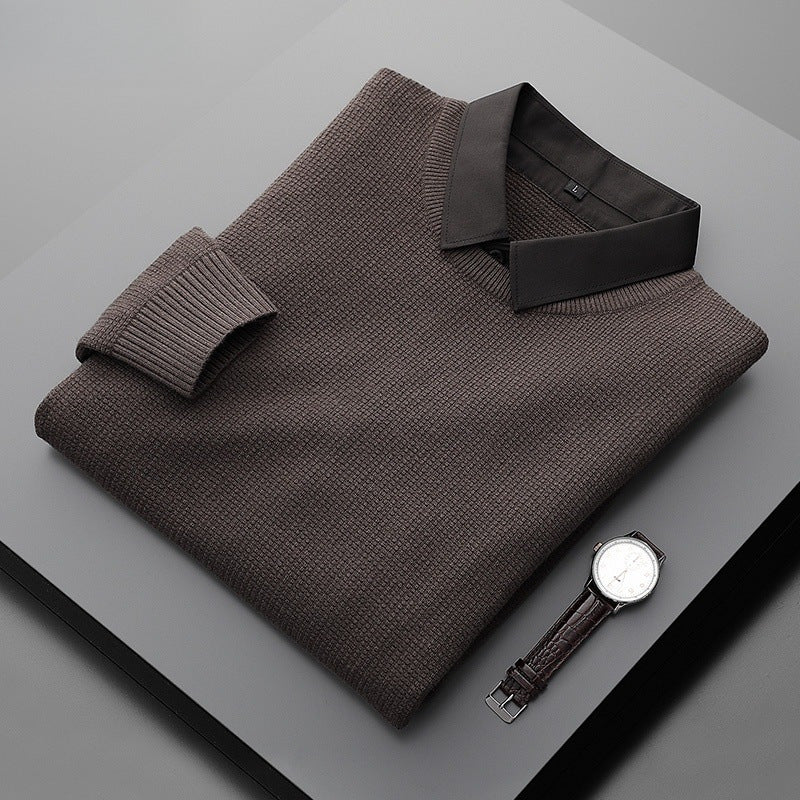 Men's Stylish Collar Sweater Brown
