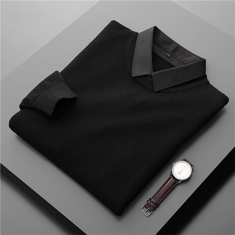 Men's Stylish Collar Sweater Black
