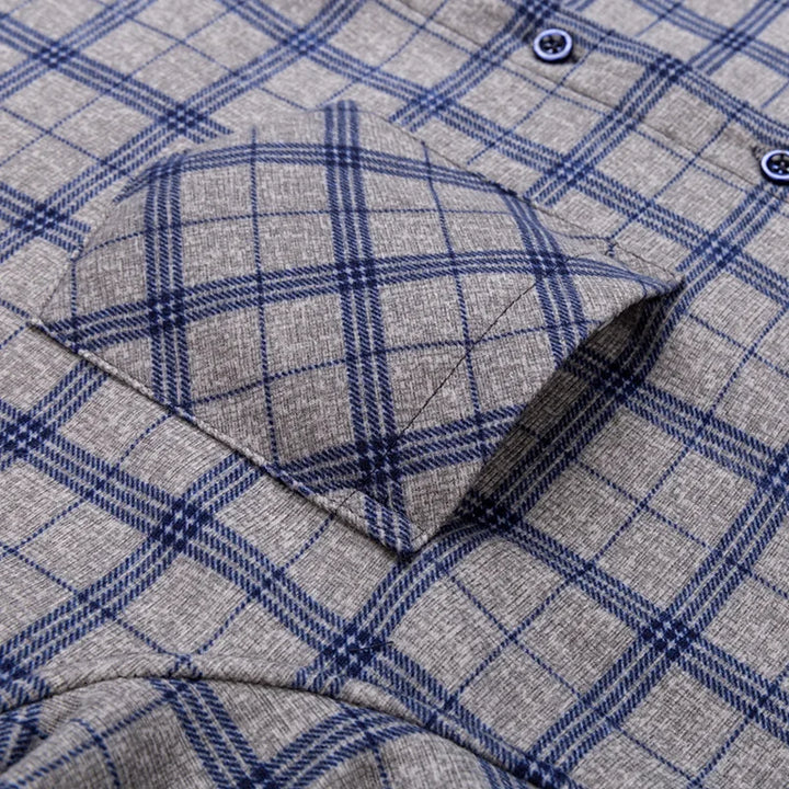 Men's Thick Fleece Long Sleeve Plaid Shirt for Autumn Winter Wear-MODAUTLET