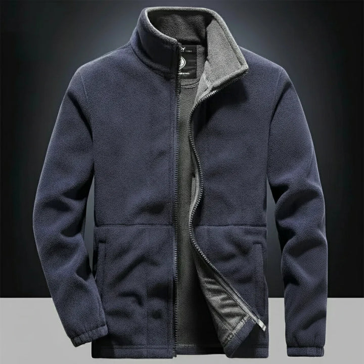 Men's Thick Fleece Winter Jacket - Double Pocket Hiking & Ski Outerwear Blue