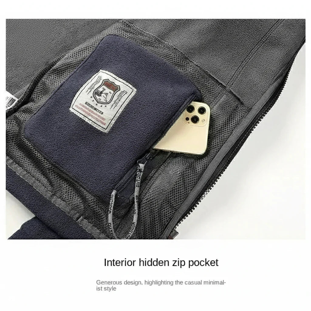 Men's Thick Fleece Winter Jacket - Double Pocket Hiking & Ski Outerwear
