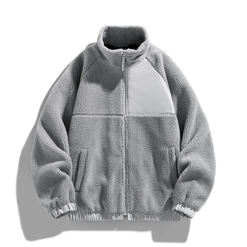 Men's Thick Fleece Zipper Jacket Gray