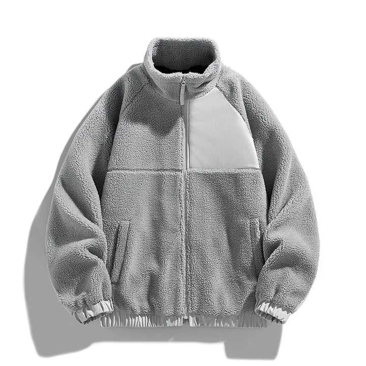 Men's Thick Fleece Zipper Jacket Gray