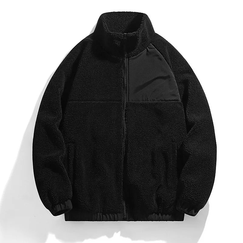 Men's Thick Fleece Zipper Jacket Black