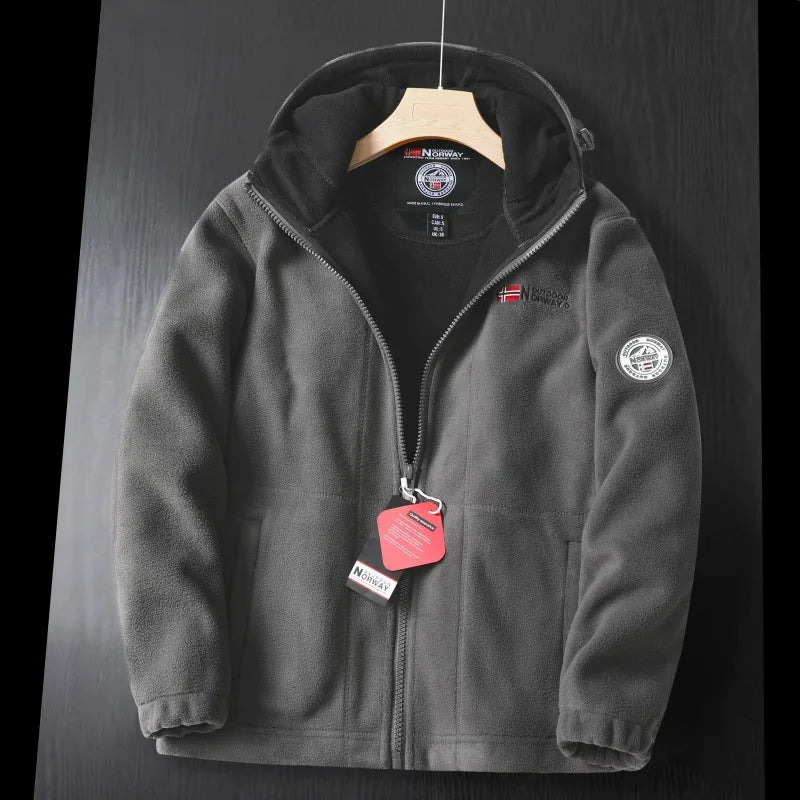 Men's Thick Wool Hooded Jacket Gray