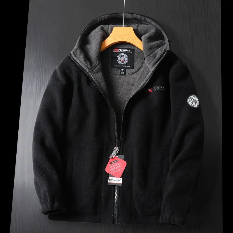 Men's Thick Wool Hooded Jacket Black
