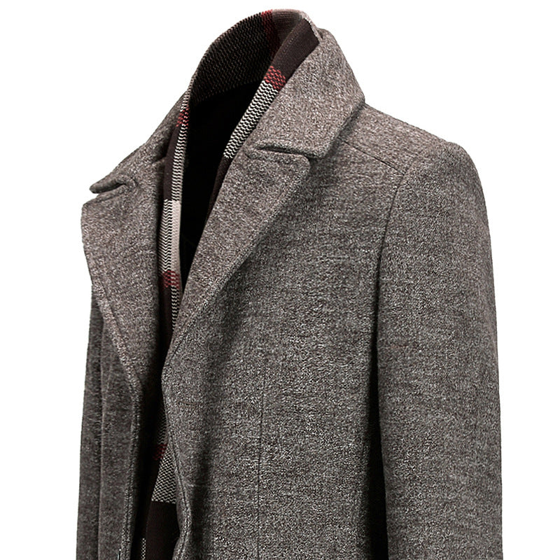 Men's Thigh-Length Layered Button Front Overcoat – Classic & Stylish Comfort-MODAUTLET