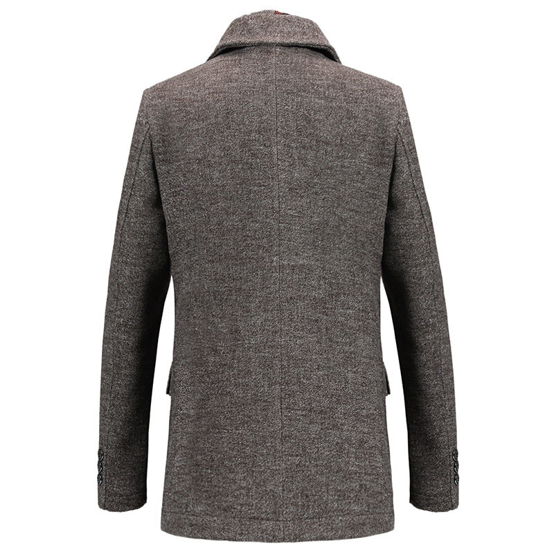 Men's Thigh-Length Layered Button Front Overcoat – Classic & Stylish Comfort-MODAUTLET