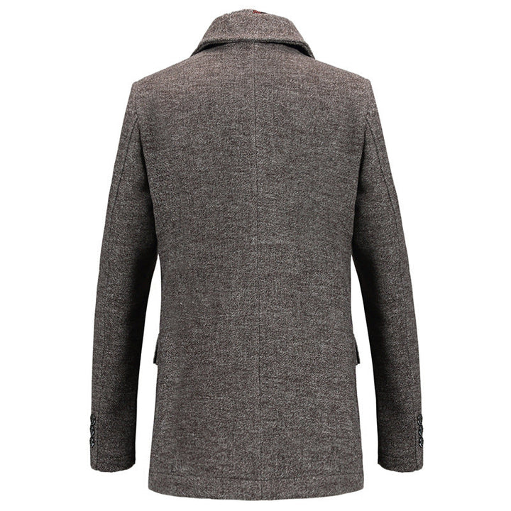 Men's Thigh-Length Layered Button Front Overcoat – Classic & Stylish Comfort-MODAUTLET