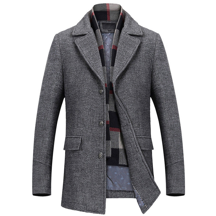 Men's Thigh-Length Layered Button Front Overcoat – Classic & Stylish Comfort-MODAUTLET