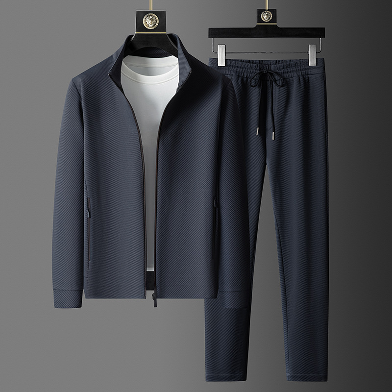 Men's Two-Piece Athletic Tracksuit | Jacket and Pants Set Navy Blue