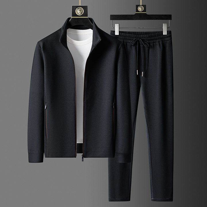 Men's Two-Piece Athletic Tracksuit | Jacket and Pants Set Black
