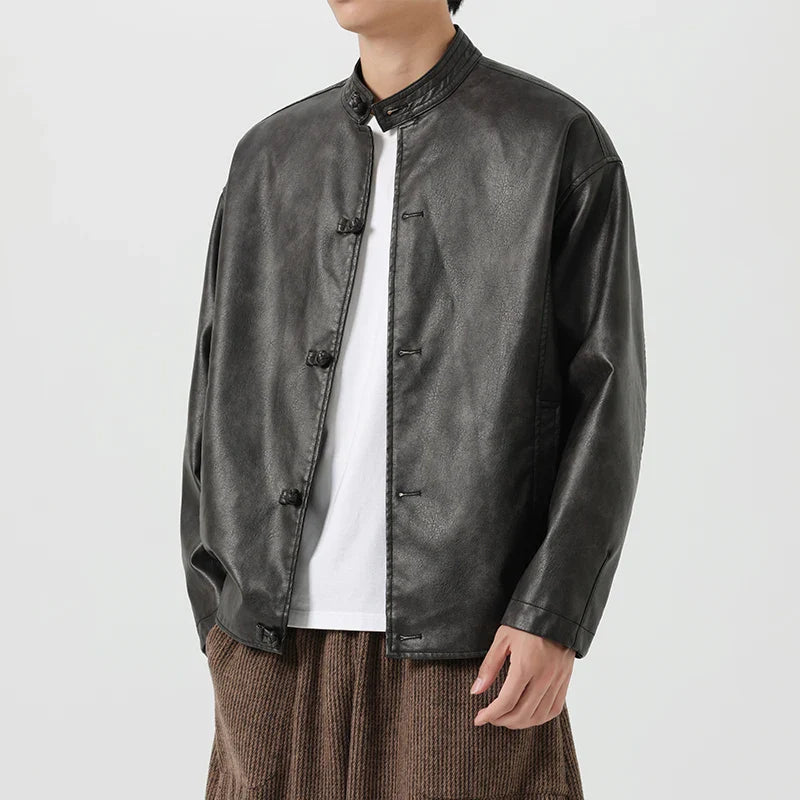 Men's Vintage Leather Jacket - Classic Style Black