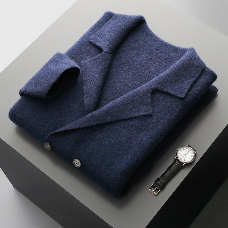 Men's Wool Cardigan - Cozy and Stylish Knitwear Blue