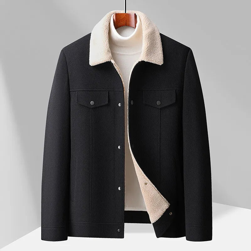 Men's Wool Jacket - Stylish and Warm Outerwear Black