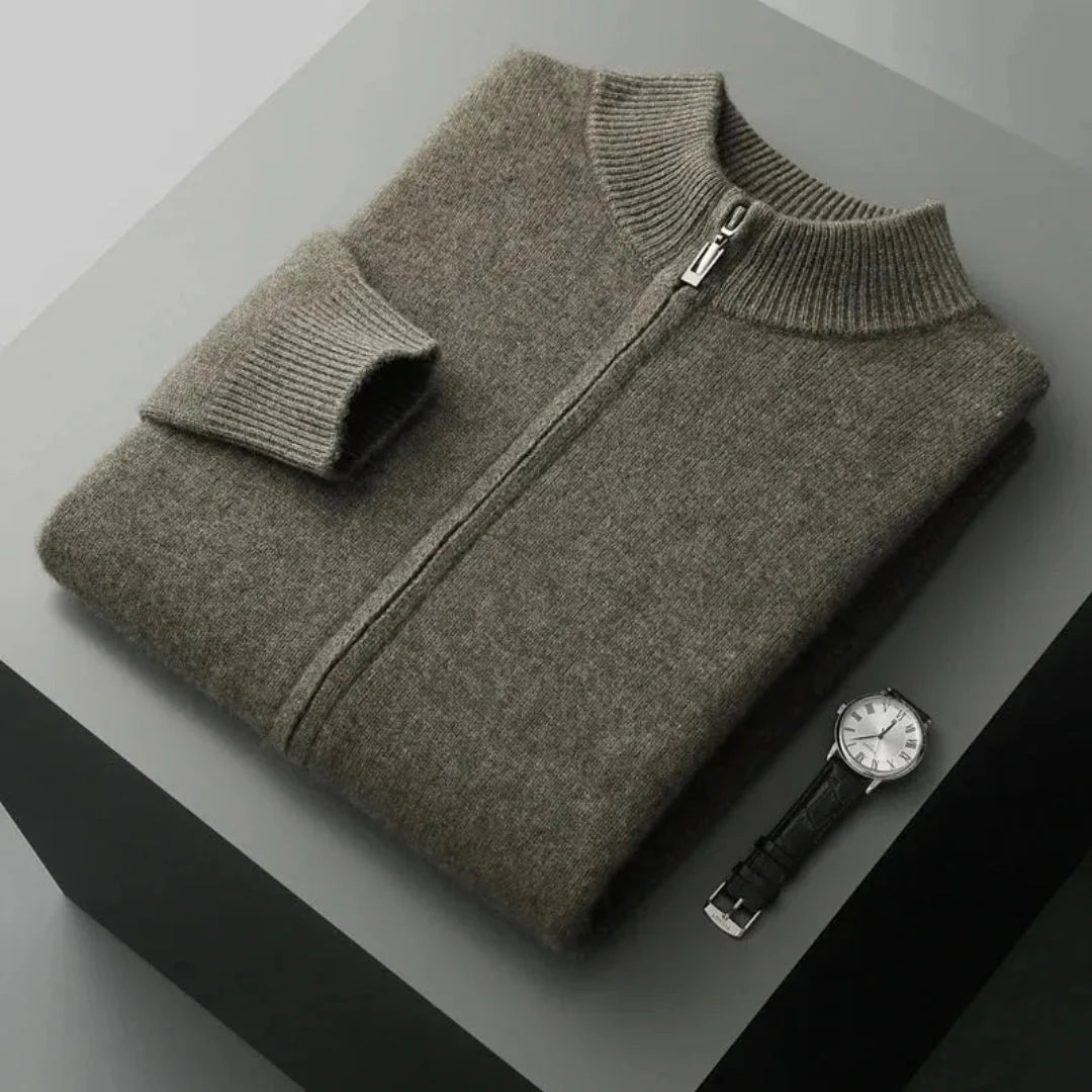 Men's Wool Zip Cardigan Olive