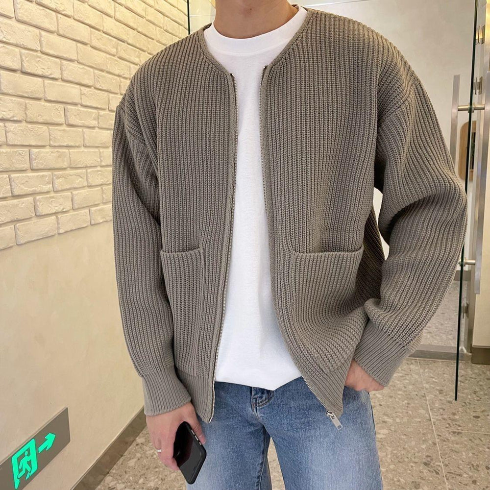 Men's Zip Knit Cardigan Sweater with Lining