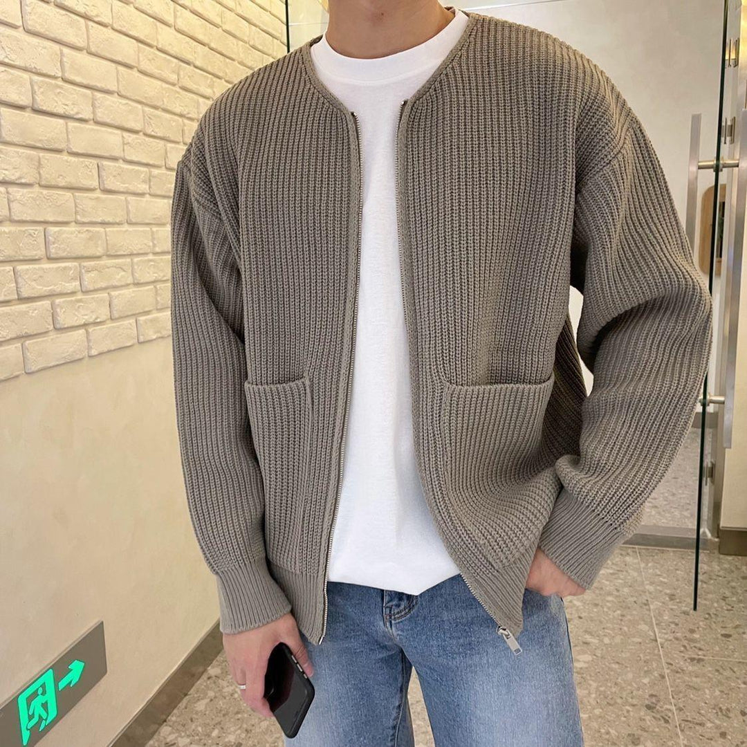 Men's Zip Knit Cardigan Sweater with Lining