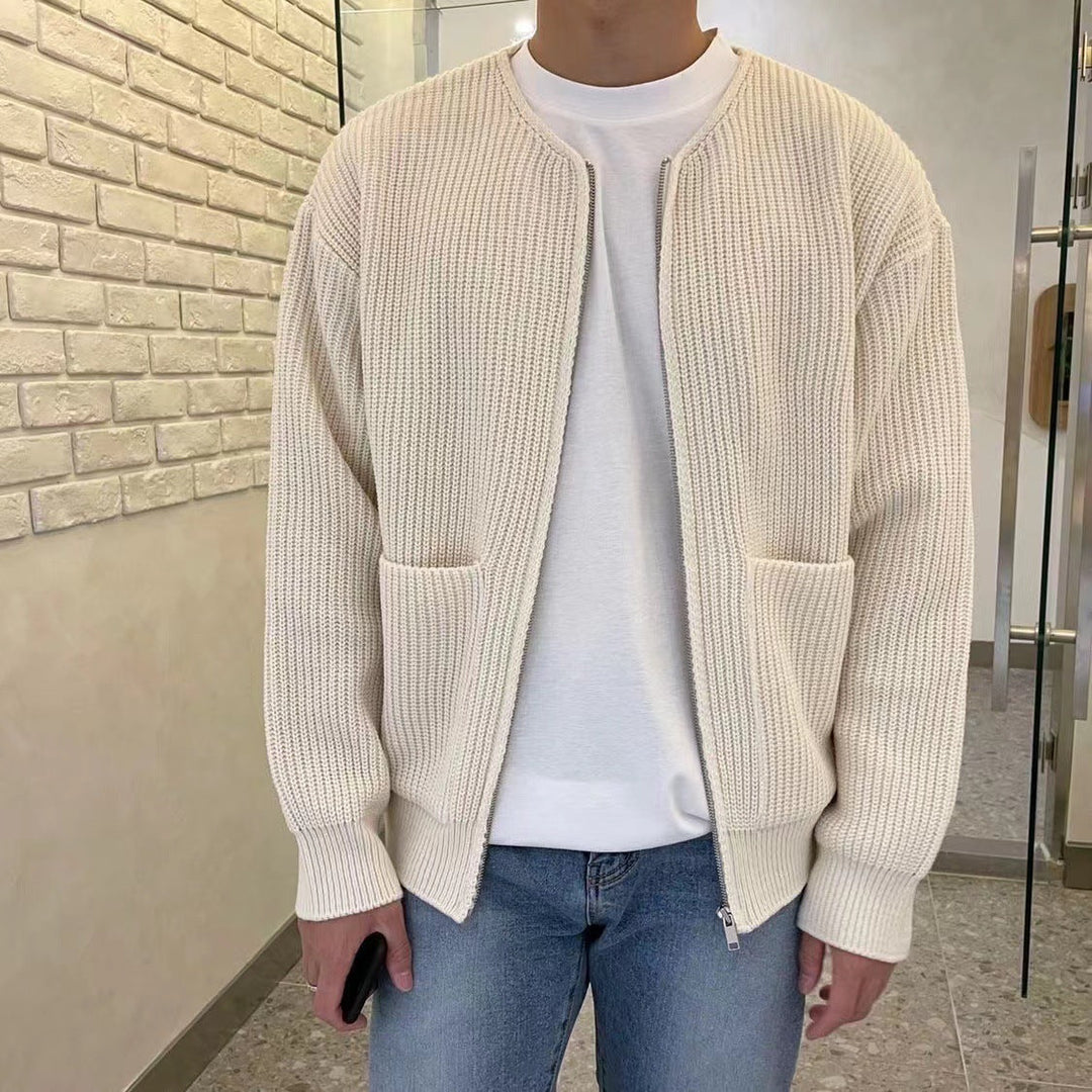 Men's Zip Knit Cardigan Sweater with Lining