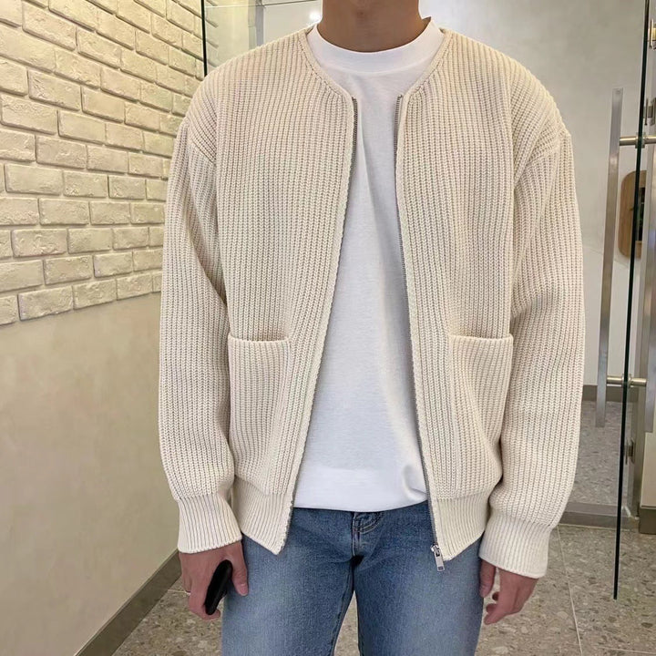 Men's Zip Knit Cardigan Sweater with Lining